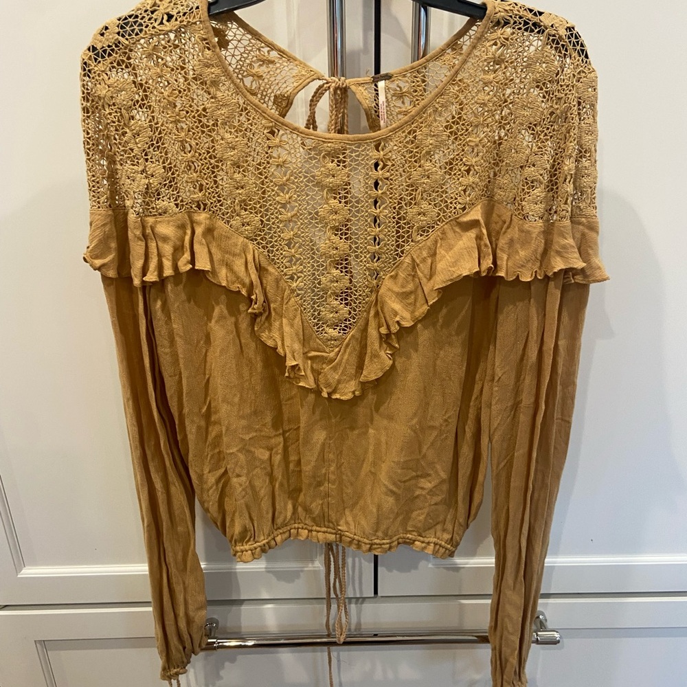 Free People Long Sleeve Open Back Top